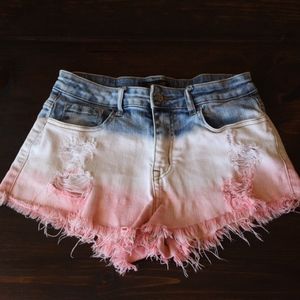 Vintage Red White & Blue Mid-Rise Jean Shorts